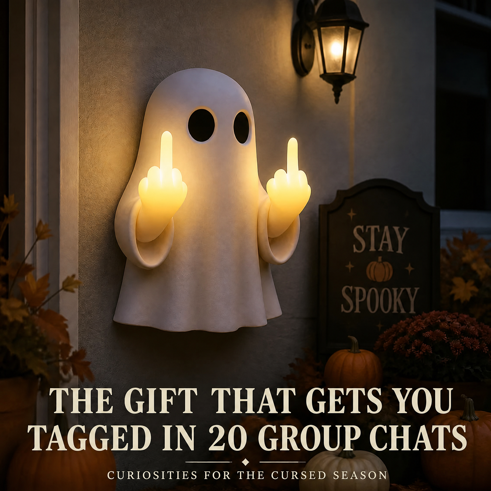 👻 Halloween Ghost Middle Finger Glow Night Light