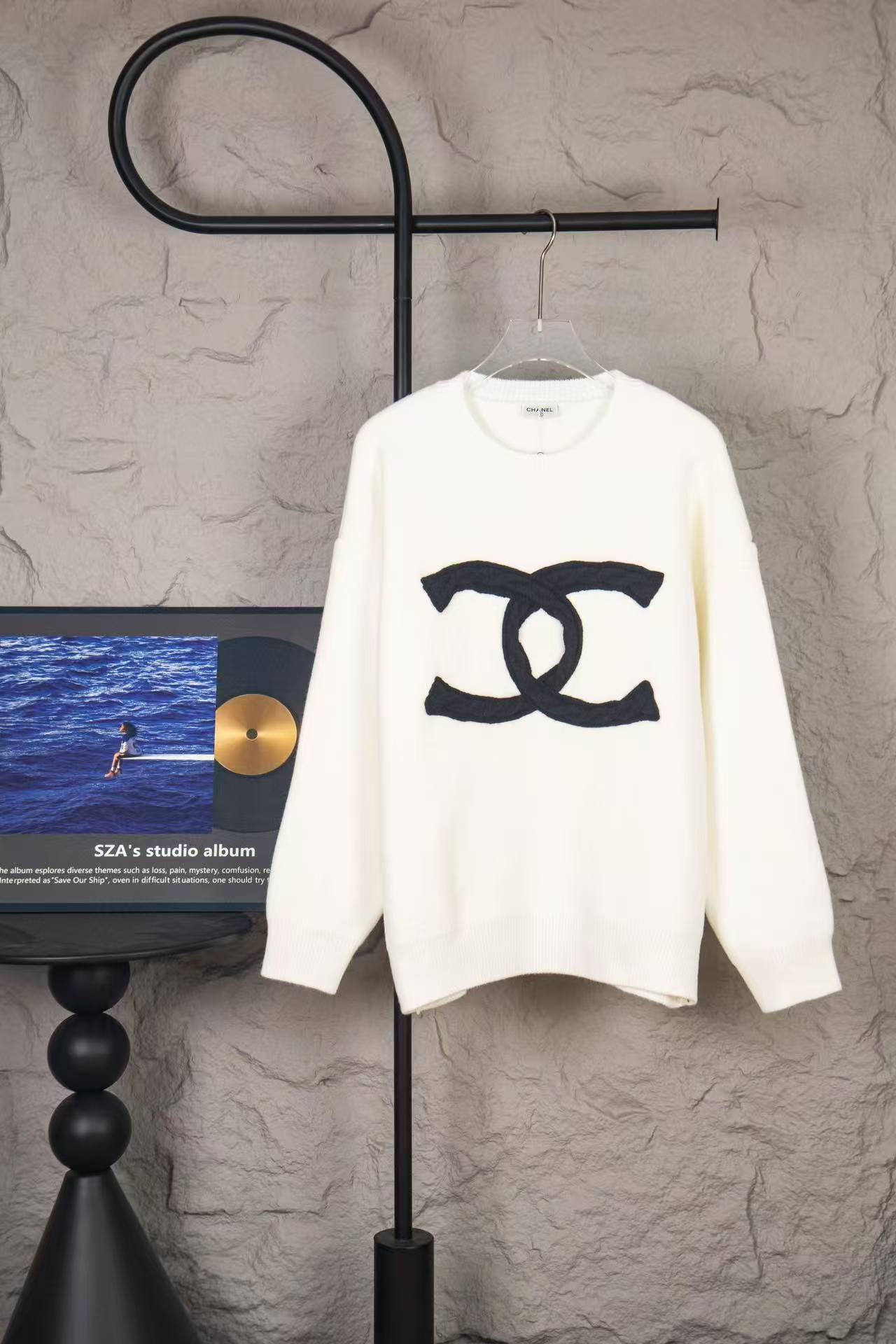 CC Knitting Fried Dough Twists classic big logo jacquard knitting