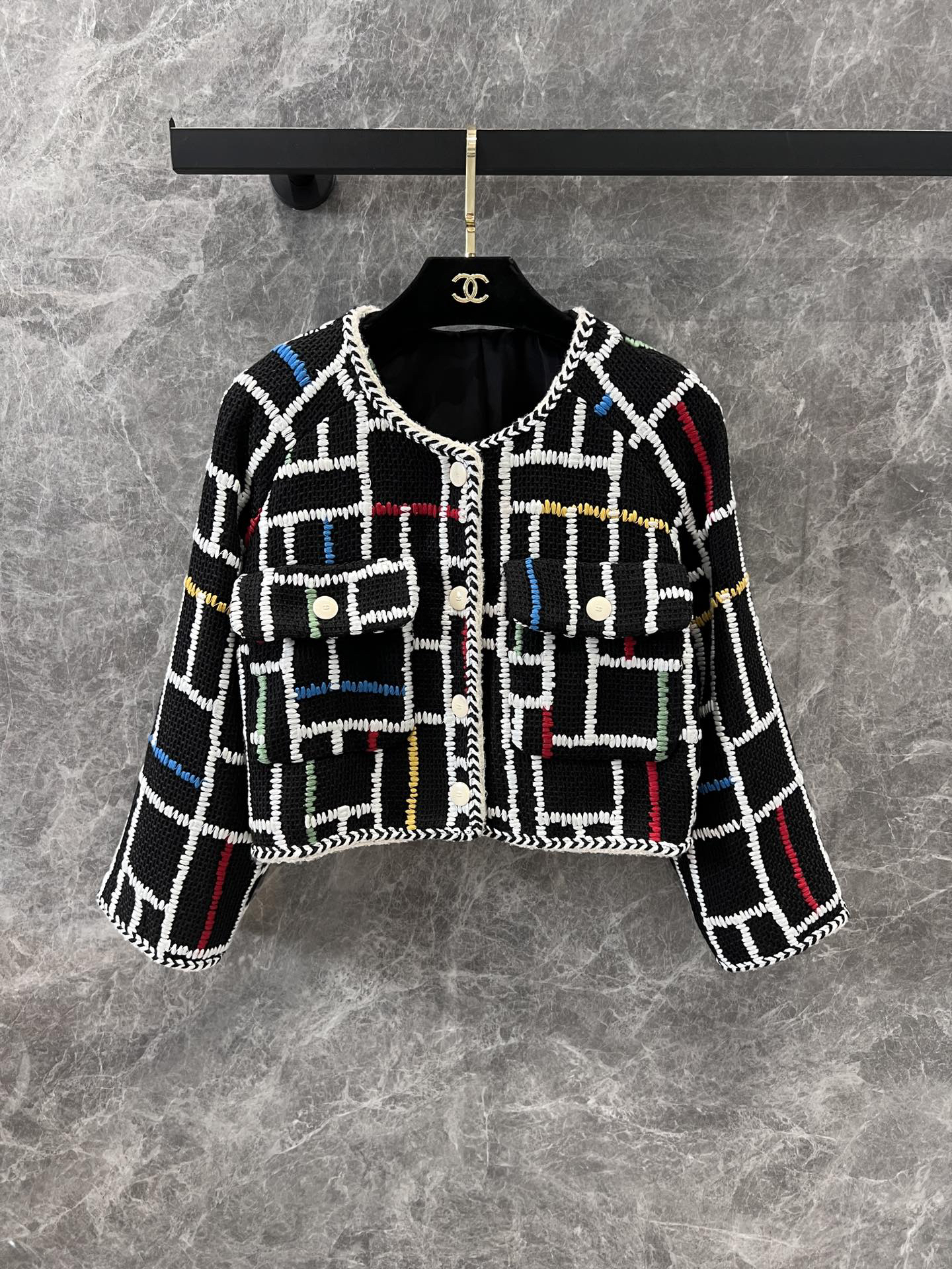 CHANE25SS colorful striped chambray jacket