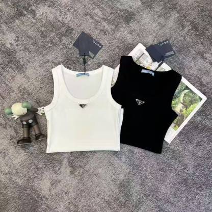 PRD Black and white two-color classic inverted triangle ribbed vest