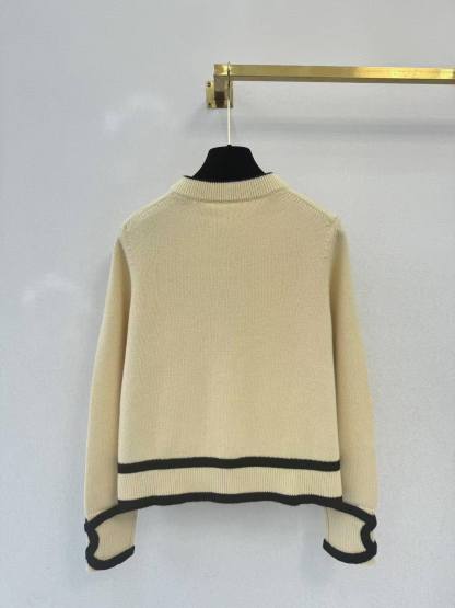 CC 2026SS Black apricot grey three-color cuff logo knitted cardigan