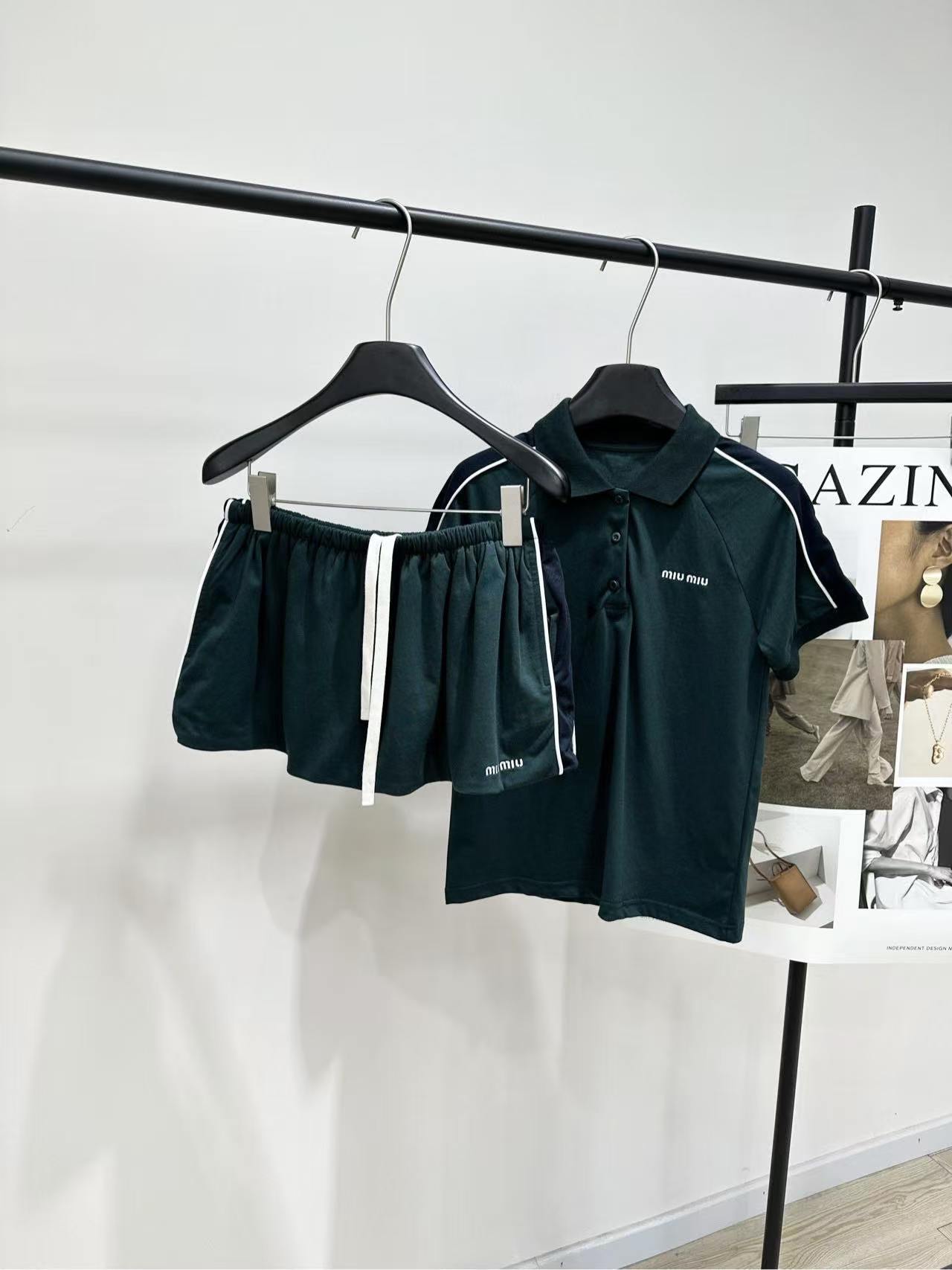 MM 2026SS Turtleneck dark green sports suit