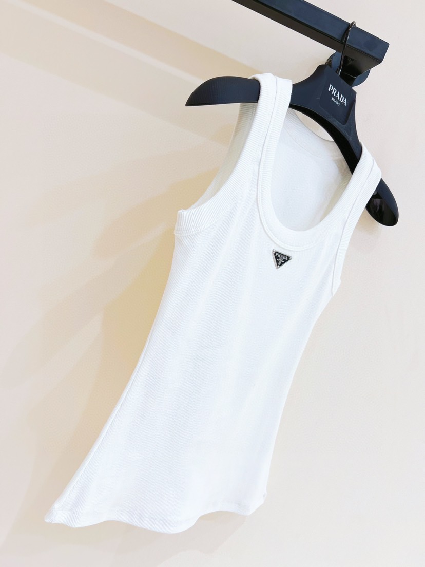 PRD Black and white two-color classic inverted triangle ribbed vest