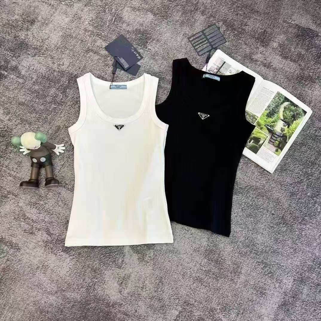 PRD Black and white two-color classic inverted triangle ribbed vest