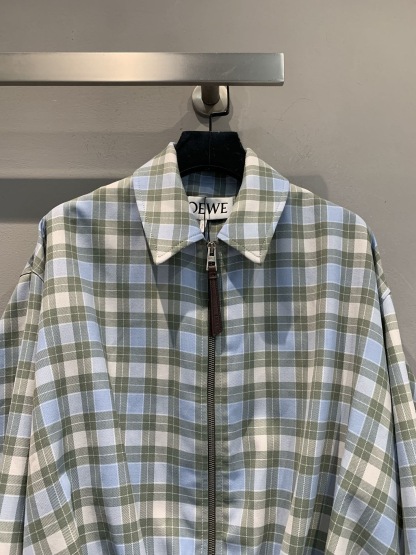 LEW 2025SS Wrinkled leather tag plaid jacket