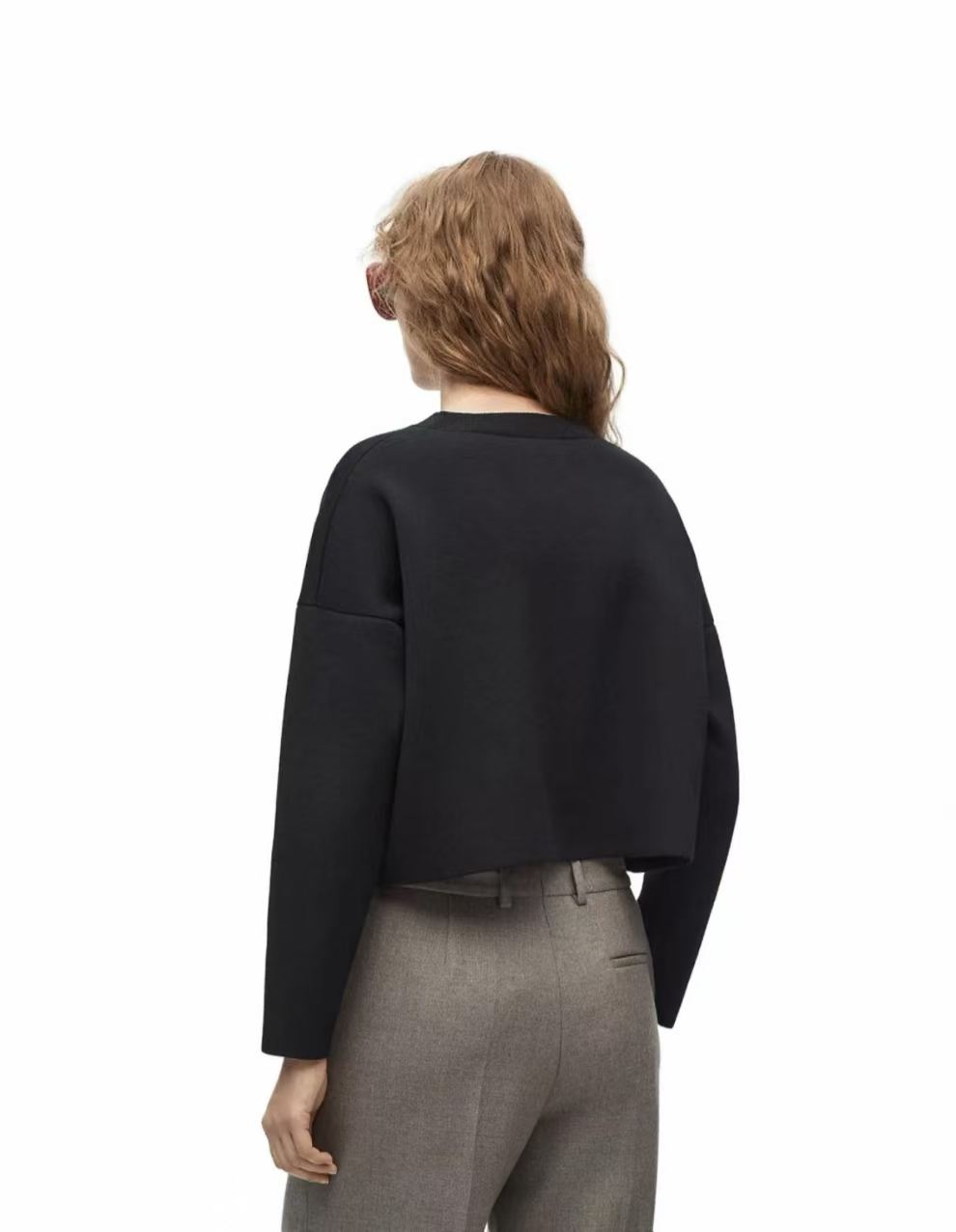 LEW Black and white two-color embossed sweater