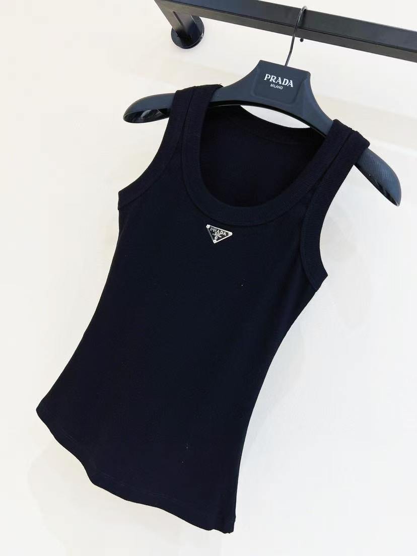 PRD Black and white two-color classic inverted triangle ribbed vest