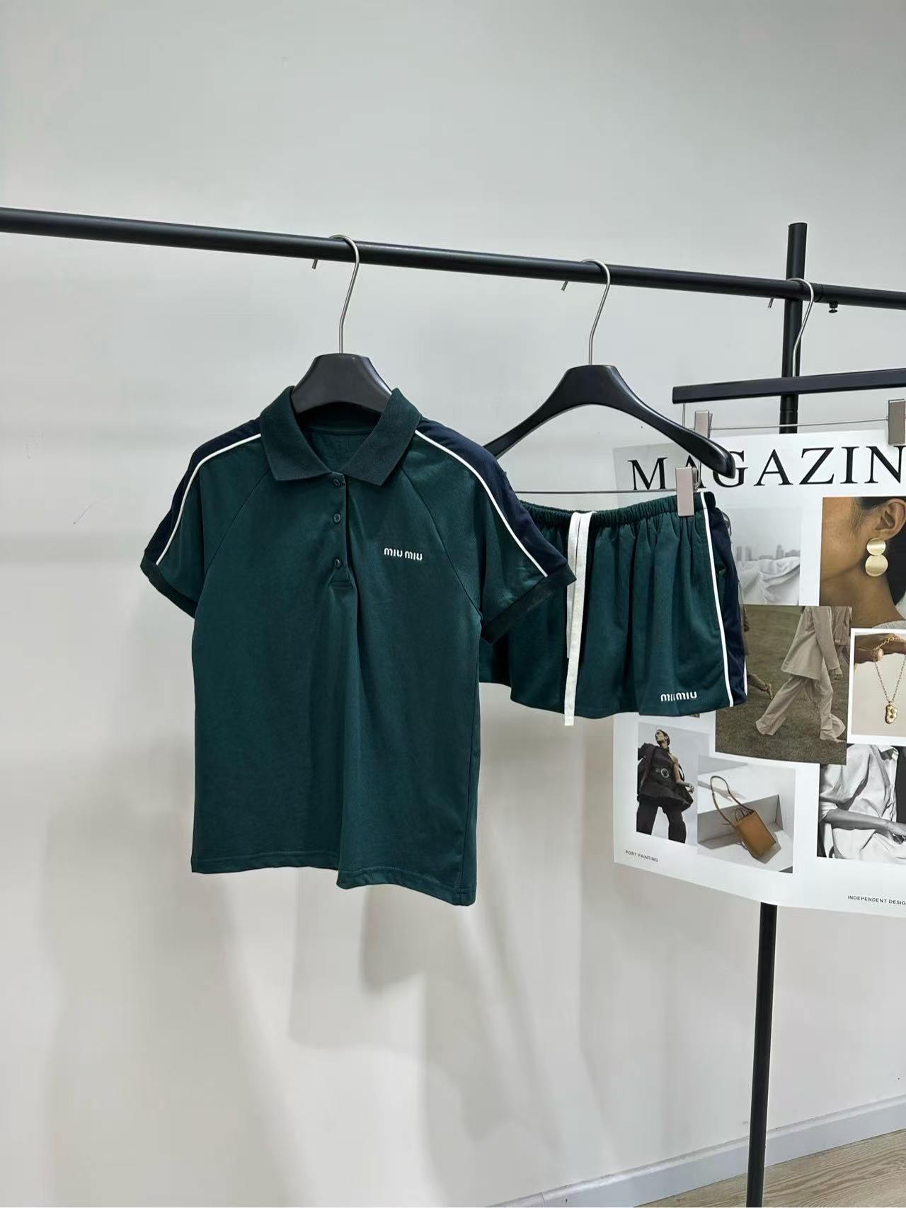 MM 2026SS Turtleneck dark green sports suit