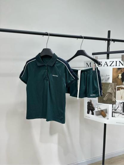 MM 2026SS Turtleneck dark green sports suit