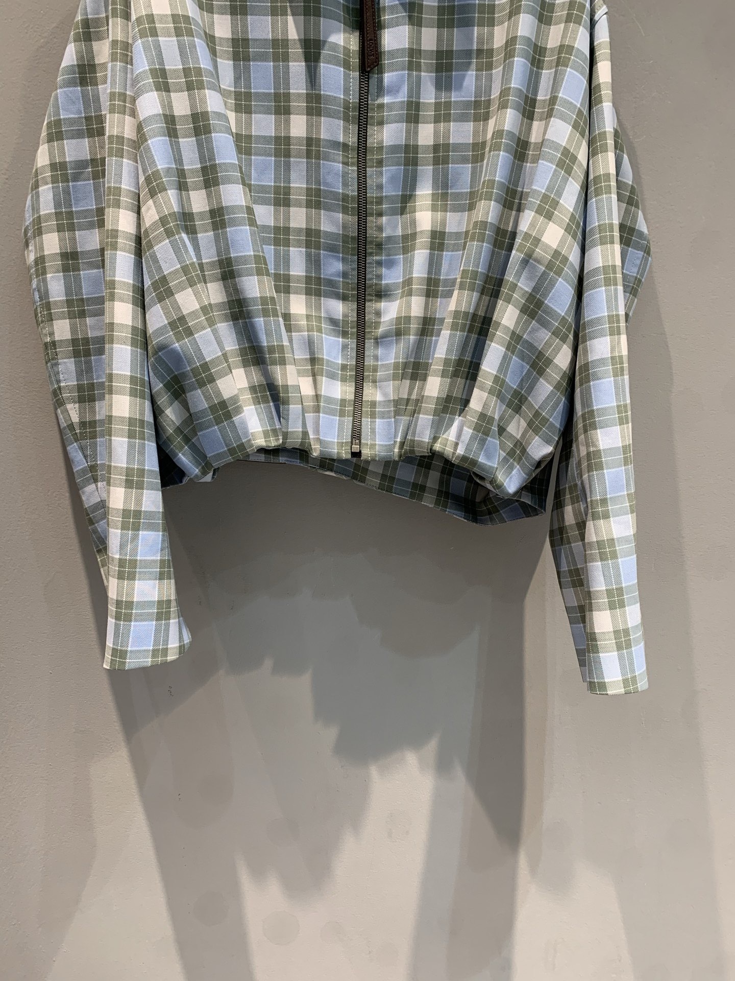 LEW 2025SS Wrinkled leather tag plaid jacket