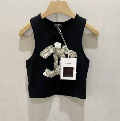 CC 2026SS Black and white 2-color handmade workshop series camellia vest