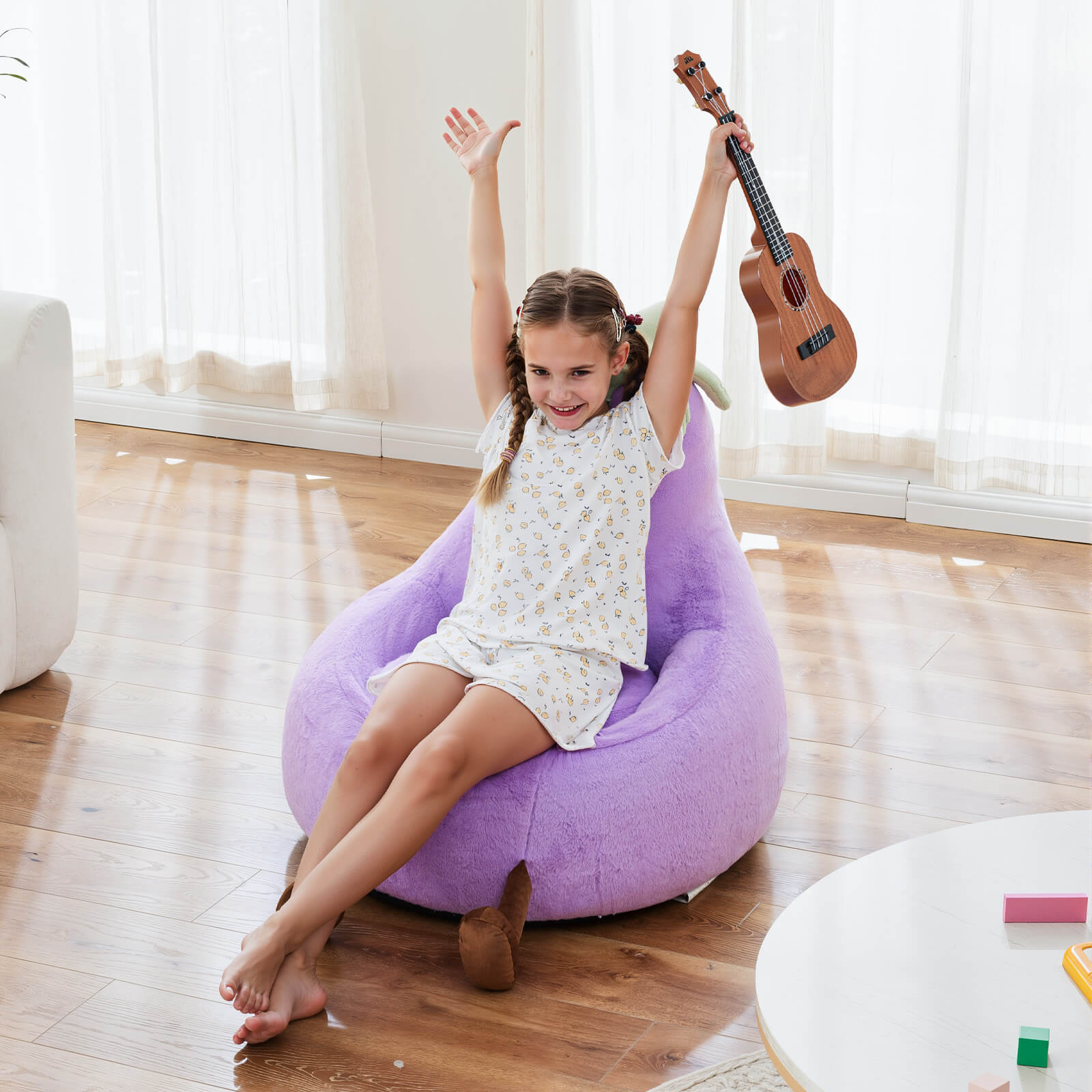 Eggplant Bean Bag Chair – Soft ＆ Supportive