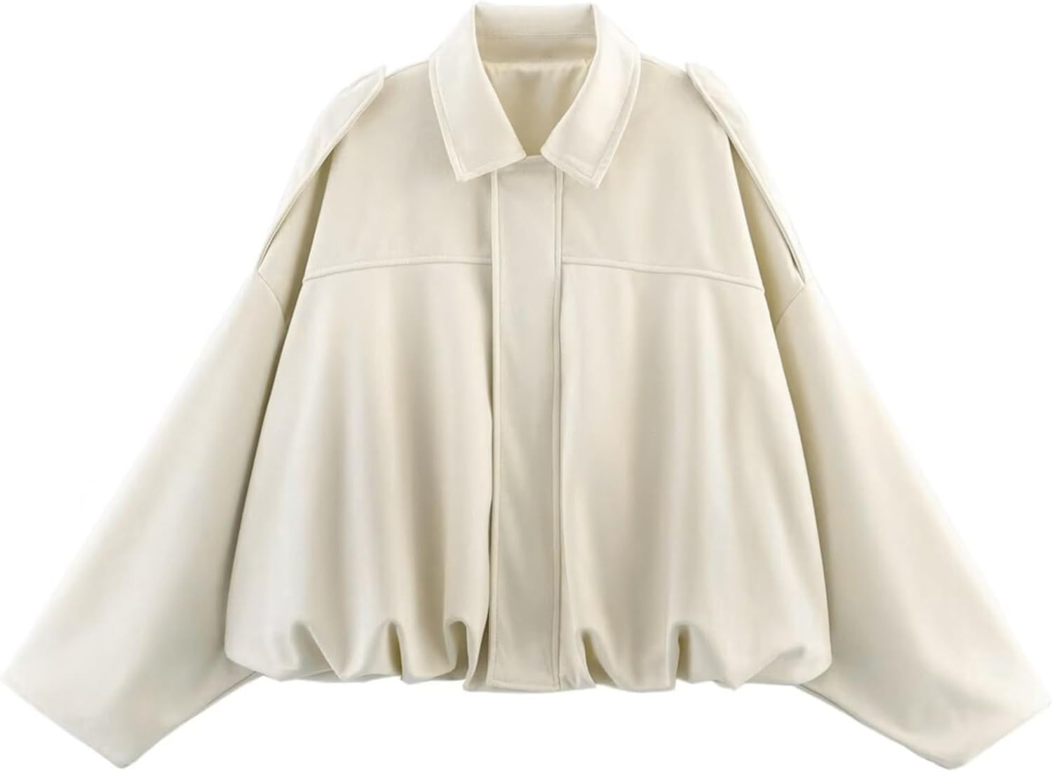 Women's Cropped Faux Suede Bomber Jacket Fall Casual Oversized Shacket Coat Long Sleeve Trendy Outerwear