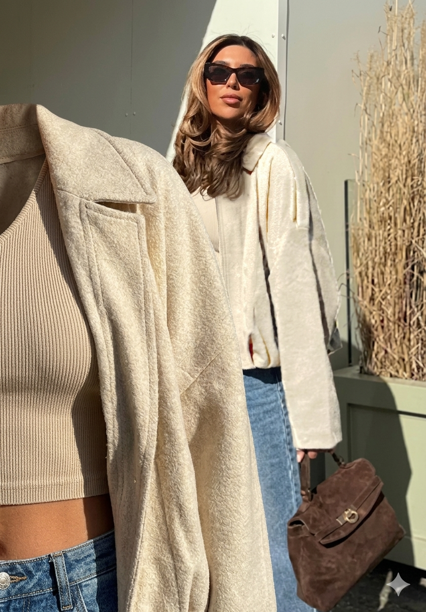 Women's Cropped Faux Suede Bomber Jacket Fall Casual Oversized Shacket Coat Long Sleeve Trendy Outerwear