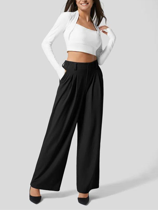 Blue Zone Planet |  Loose Wide Leg Pocket High Waist Pants