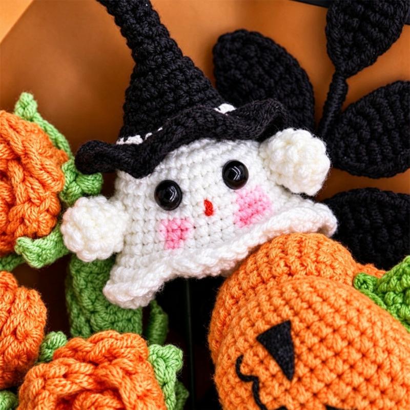 Handmade Crochet Halloween Flower Bouquet