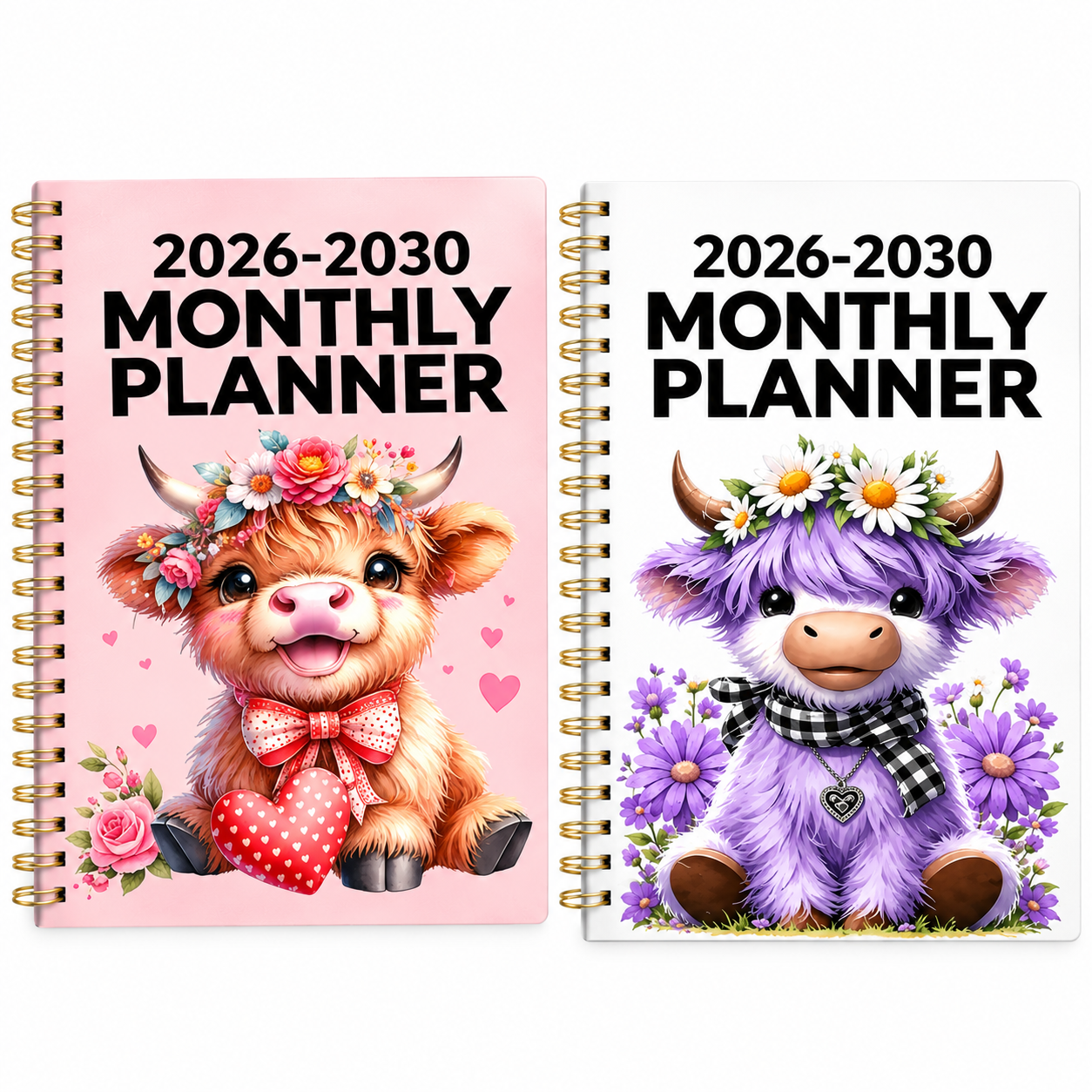 2026-2030 Monthly Planner Cute Highland Cow 5-Year Calendar
