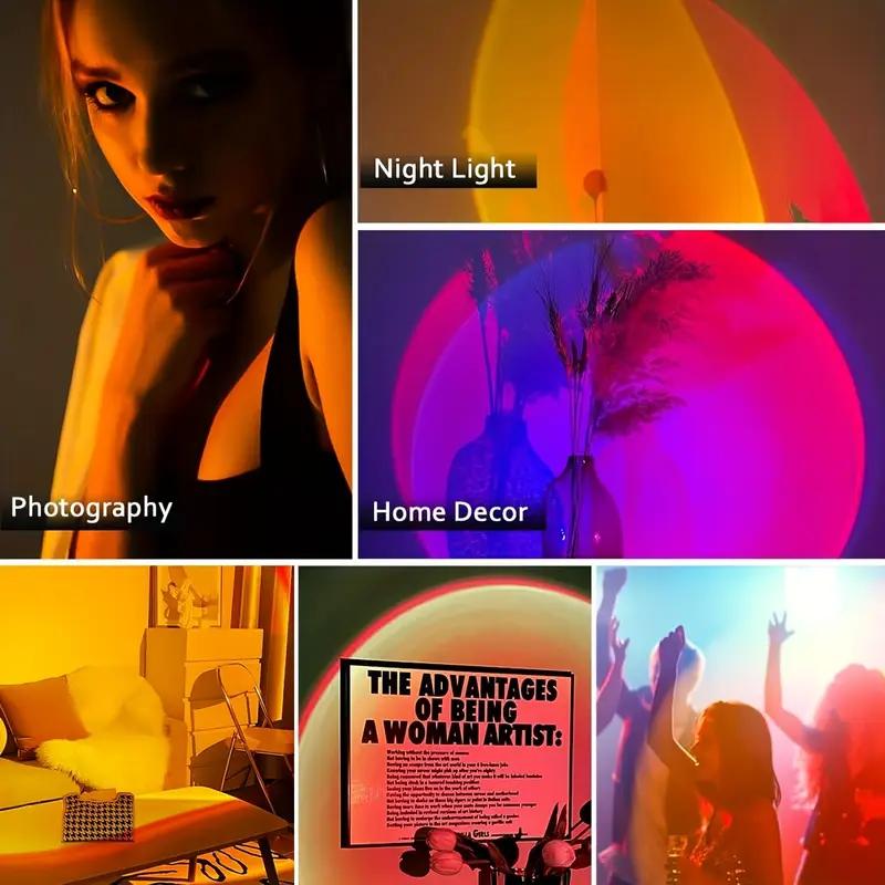 RGB night light shown in colorful home decor and lighting settings