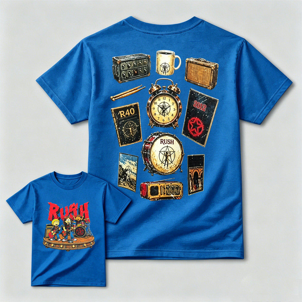 Rush Band Retro Music Instrument Print T-Shirt
