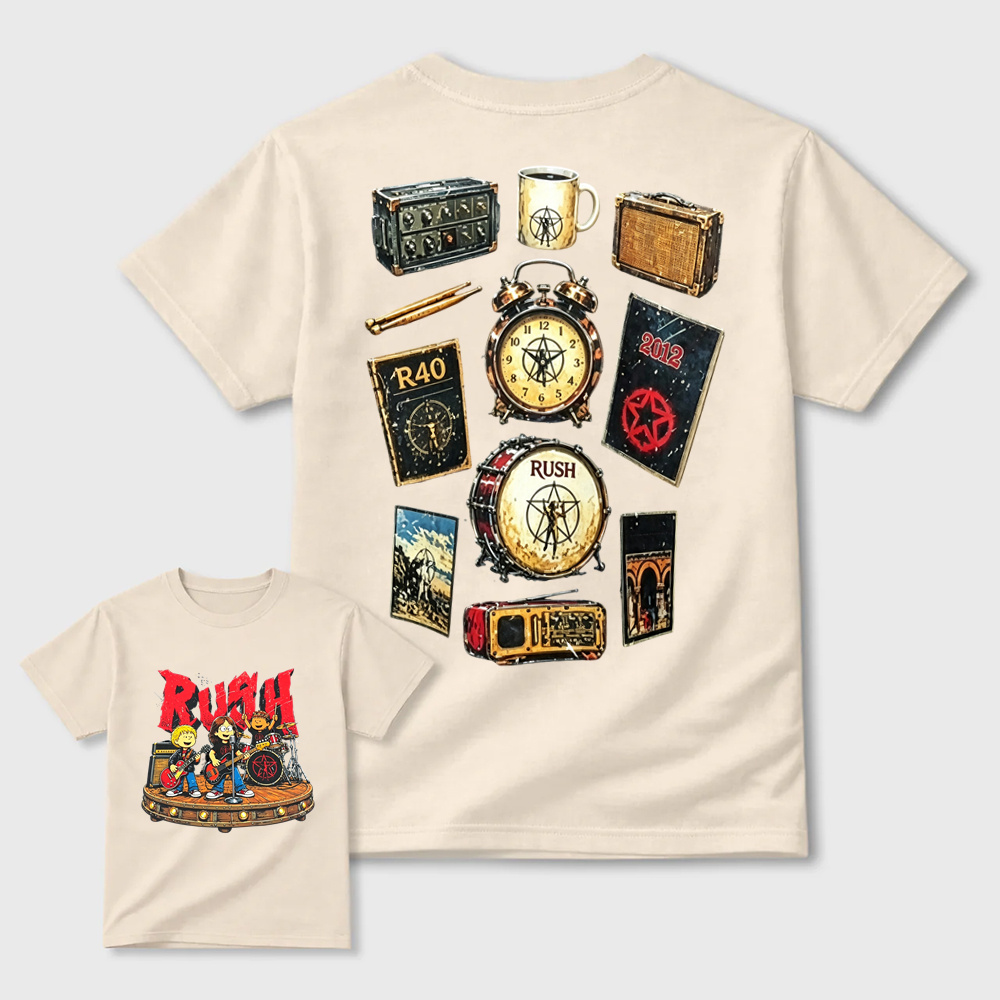 Rush Band Retro Music Instrument Print T-Shirt