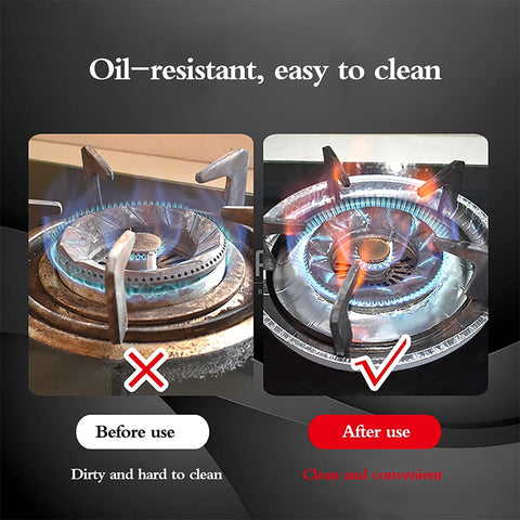Illustration showing a cleaner gas burner area with a foil liner