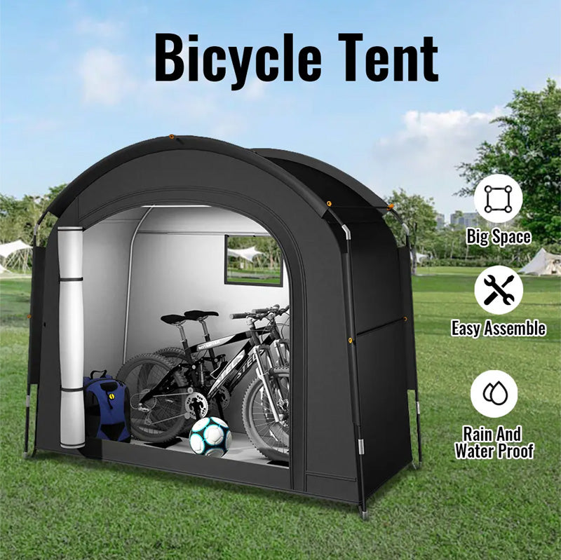 Outdoor bicycle storage shelter with spacious interior