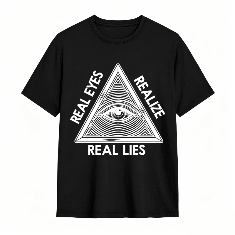 All Seeing Eye Symbol With Real Eyes Realize Real Lies Text Unisex Classic T-shirt
