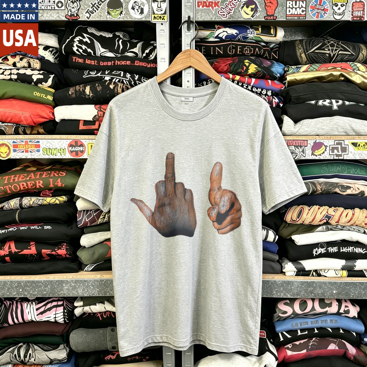 CozTee 90s Two-Finger Salute Graphic T-Shirt