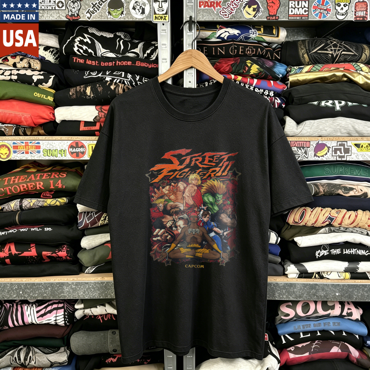 CozTee  Street Fighter Characters Battle Scene  Graphic T-Shirt