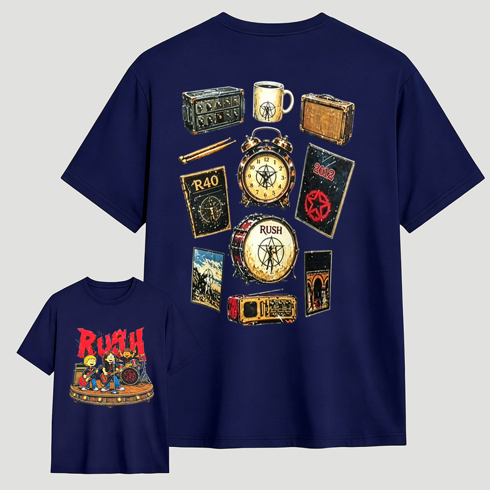 Rush Band Retro Music Instrument Print T-Shirt