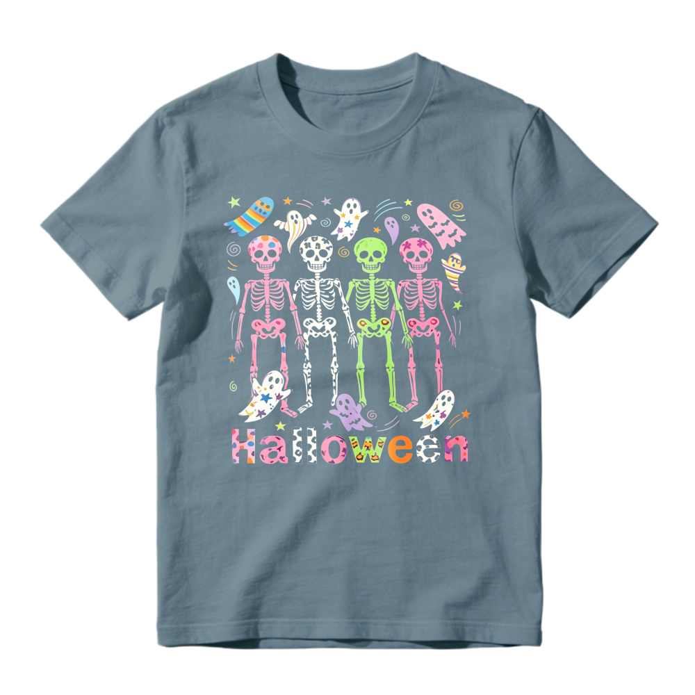 Colorful Skeletons Ghosts And Bats Halloween Party Unisex Classic T-shirt