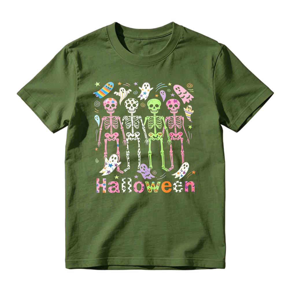 Colorful Skeletons Ghosts And Bats Halloween Party Unisex Classic T-shirt