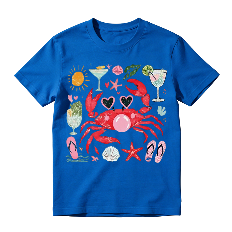 Cute Summer Crab Beach Graphic T-Shirt