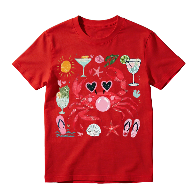 Cute Summer Crab Beach Graphic T-Shirt