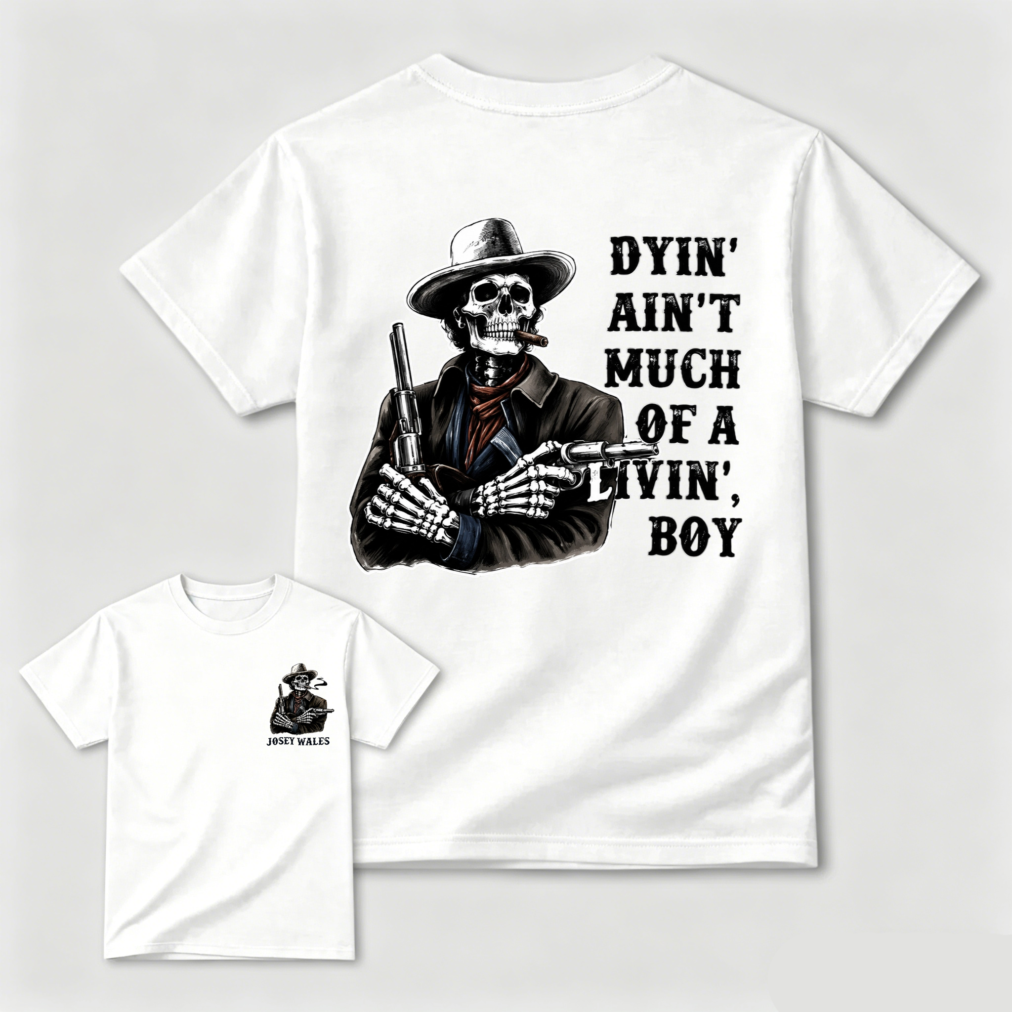 Dyin' Ain't Much of a Livin' Boy Skull Cowboy T-Shirt