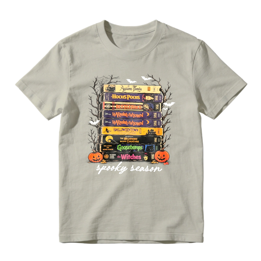 Spooky Season Halloween Movie Books Stack Unisex Classic T-shirt