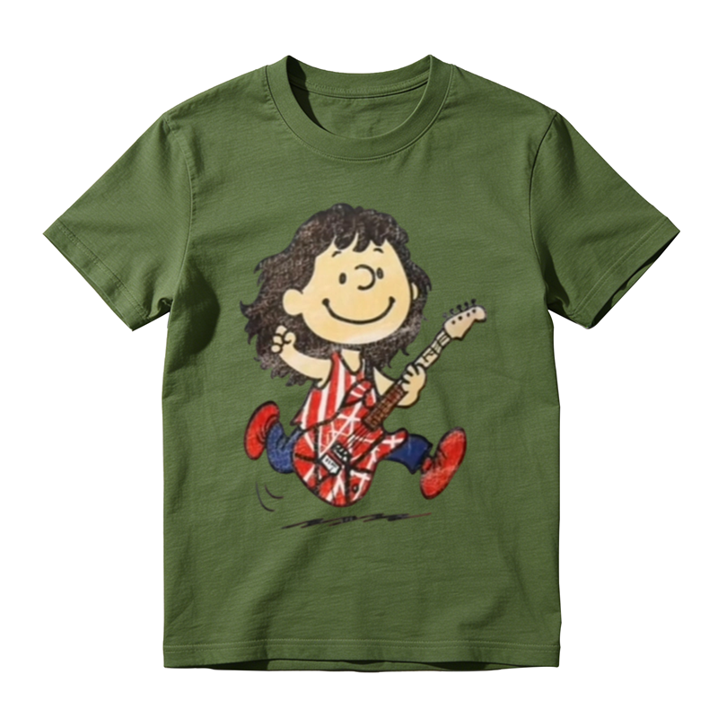Vintage Snoopy Character Eddie Van Halen Frankenstein Guitar Rock Graphic Tee