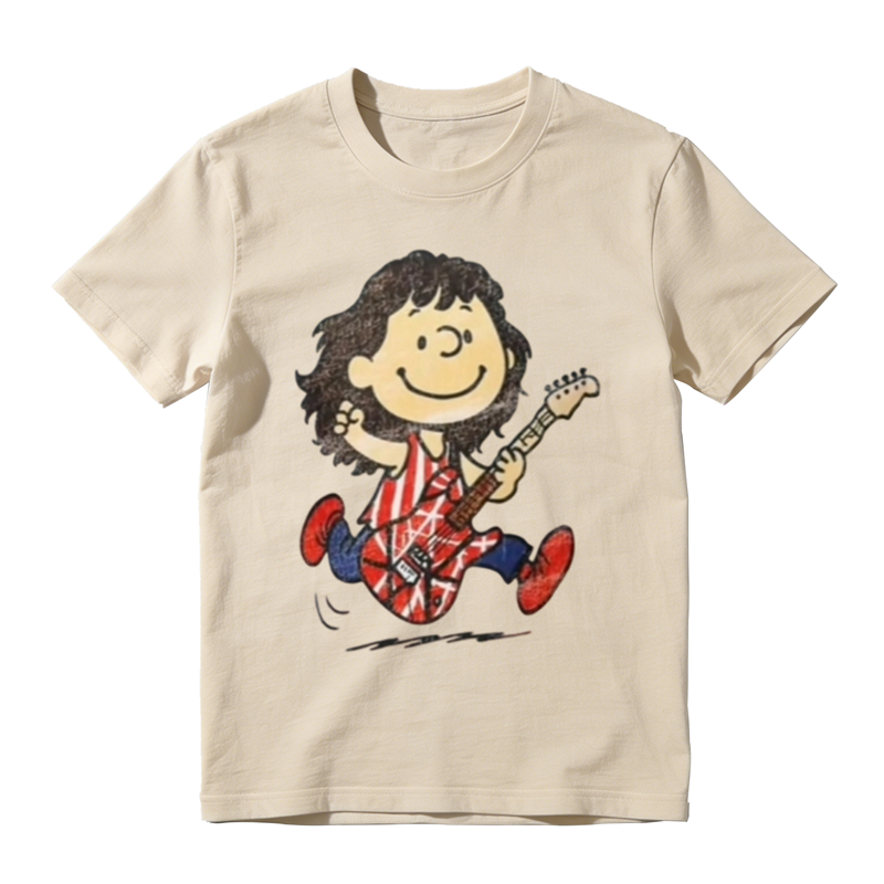 Vintage Snoopy Character Eddie Van Halen Frankenstein Guitar Rock Graphic Tee