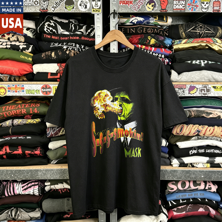 CozTee  Scream Mask Fire Green Face  Graphic T-Shirt