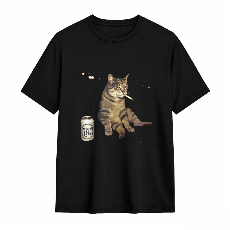 Cat With Beer Can And Cigarette Unisex Classic T-shirt