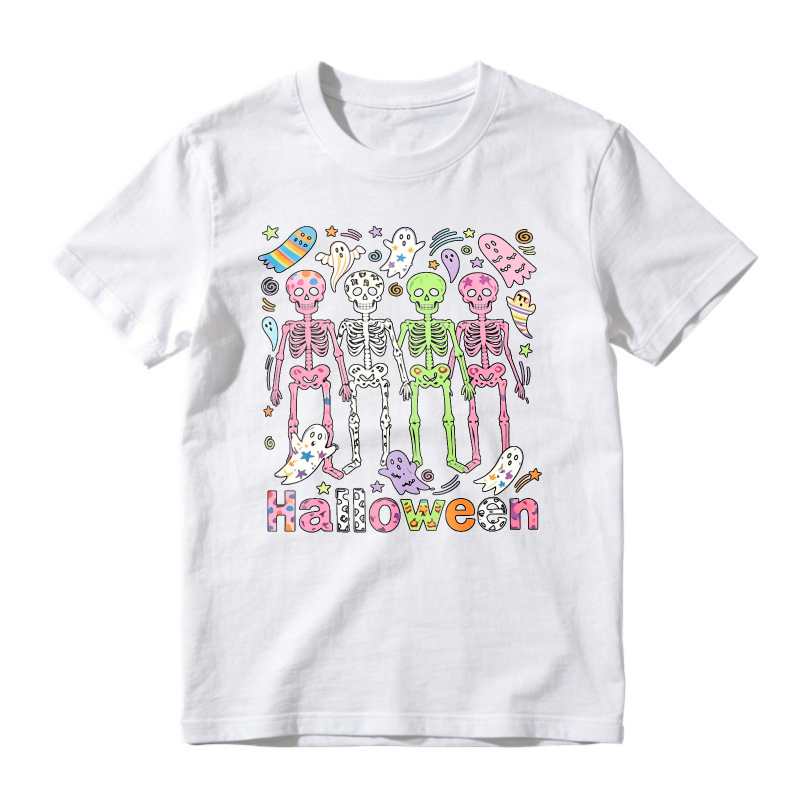 Colorful Skeletons Ghosts And Bats Halloween Party Unisex Classic T-shirt