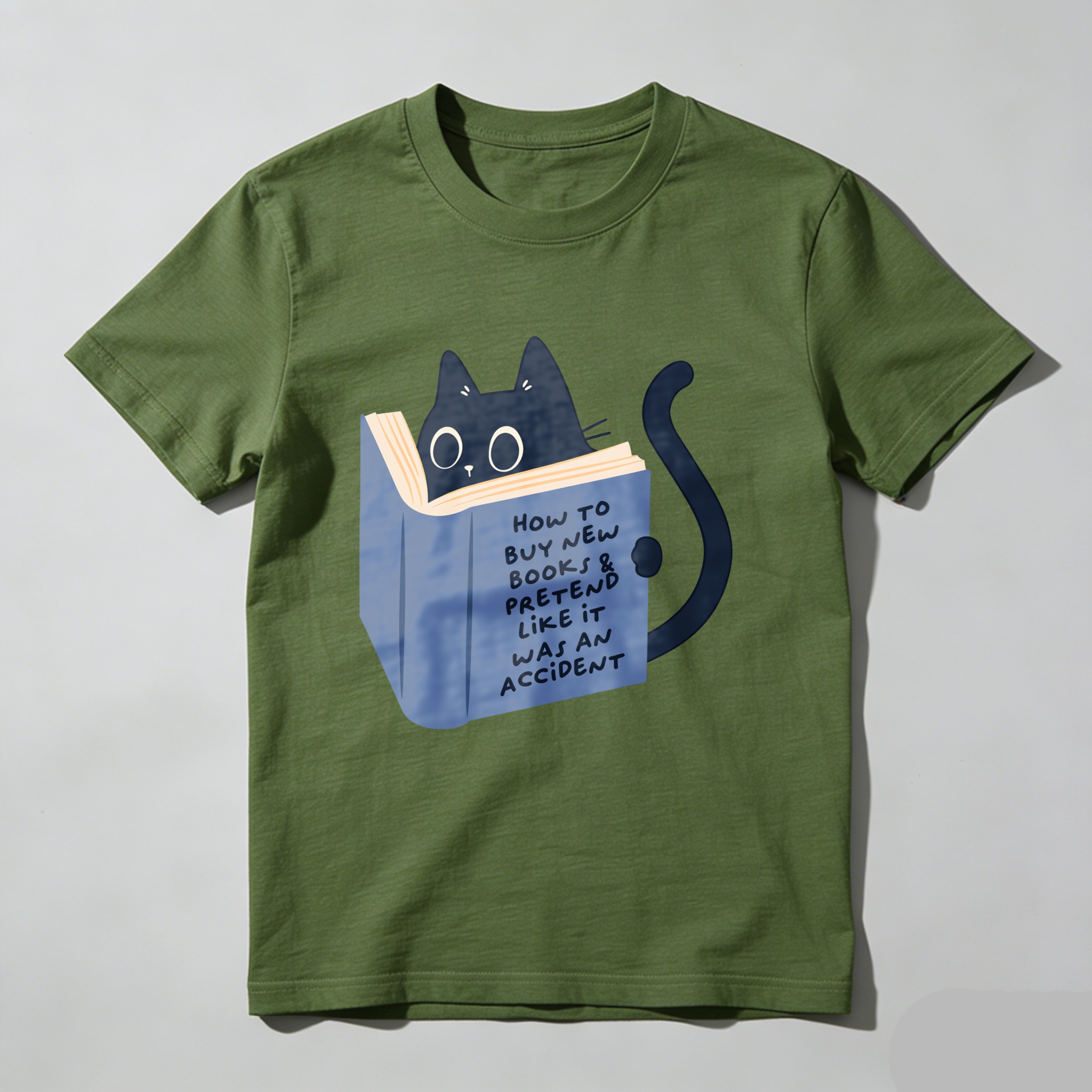 Wardrobecart Cat Reading Book With Text On Cover tshirt