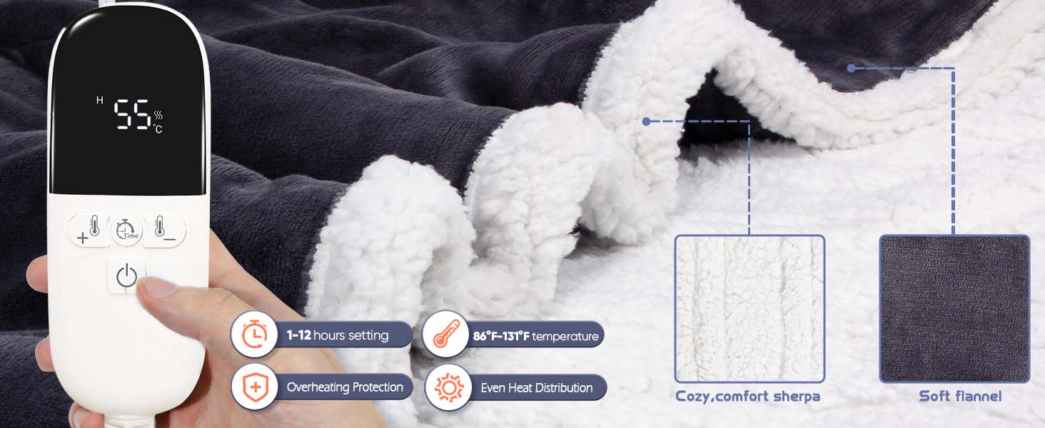 Heated blanket controller and temperature adjustment features