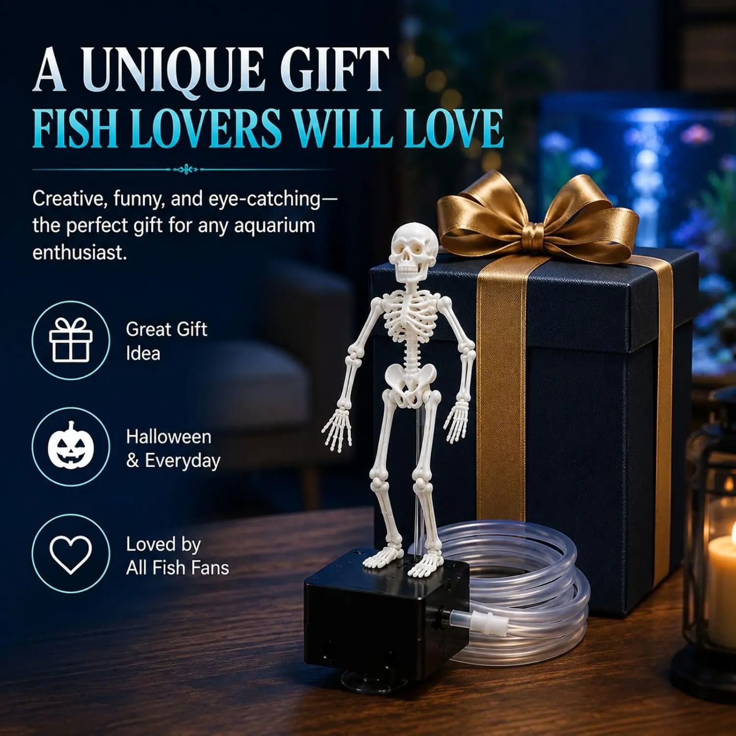 3D Printed Dancing Skeleton Aquarium Bubble Circulator