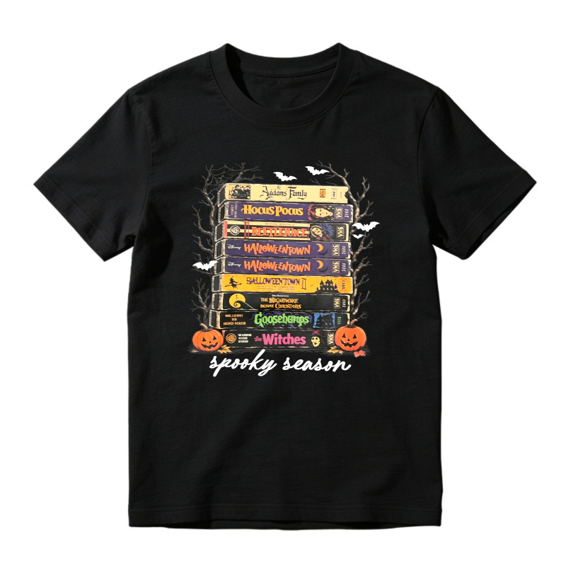 Spooky Season Halloween Movie Books Stack Unisex Classic T-shirt
