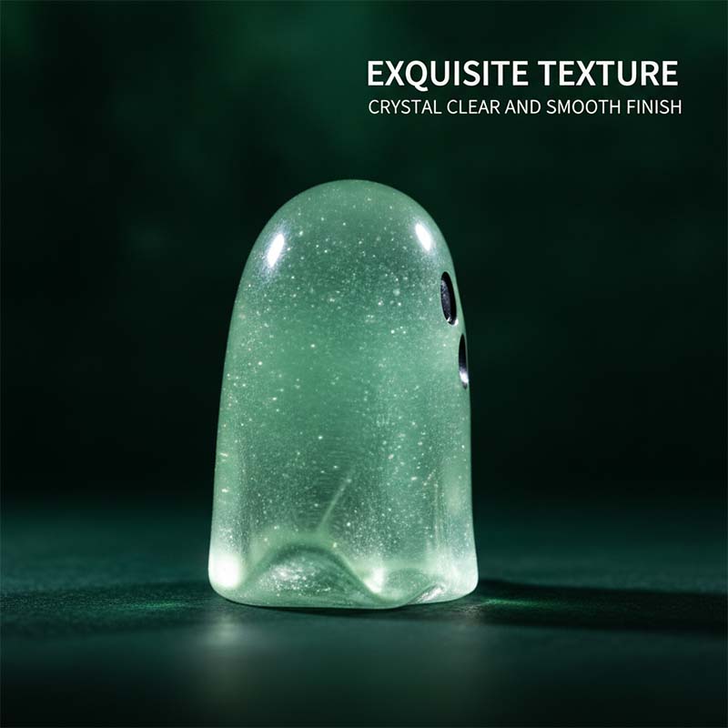 Detailed translucent finish of green ghost figurine