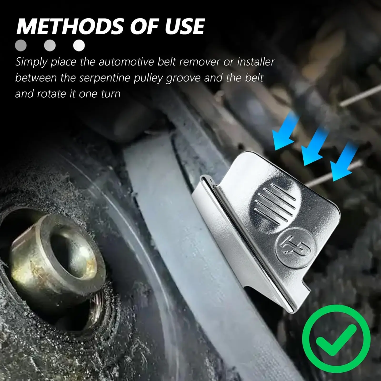 Serpentine belt removal tool in use
