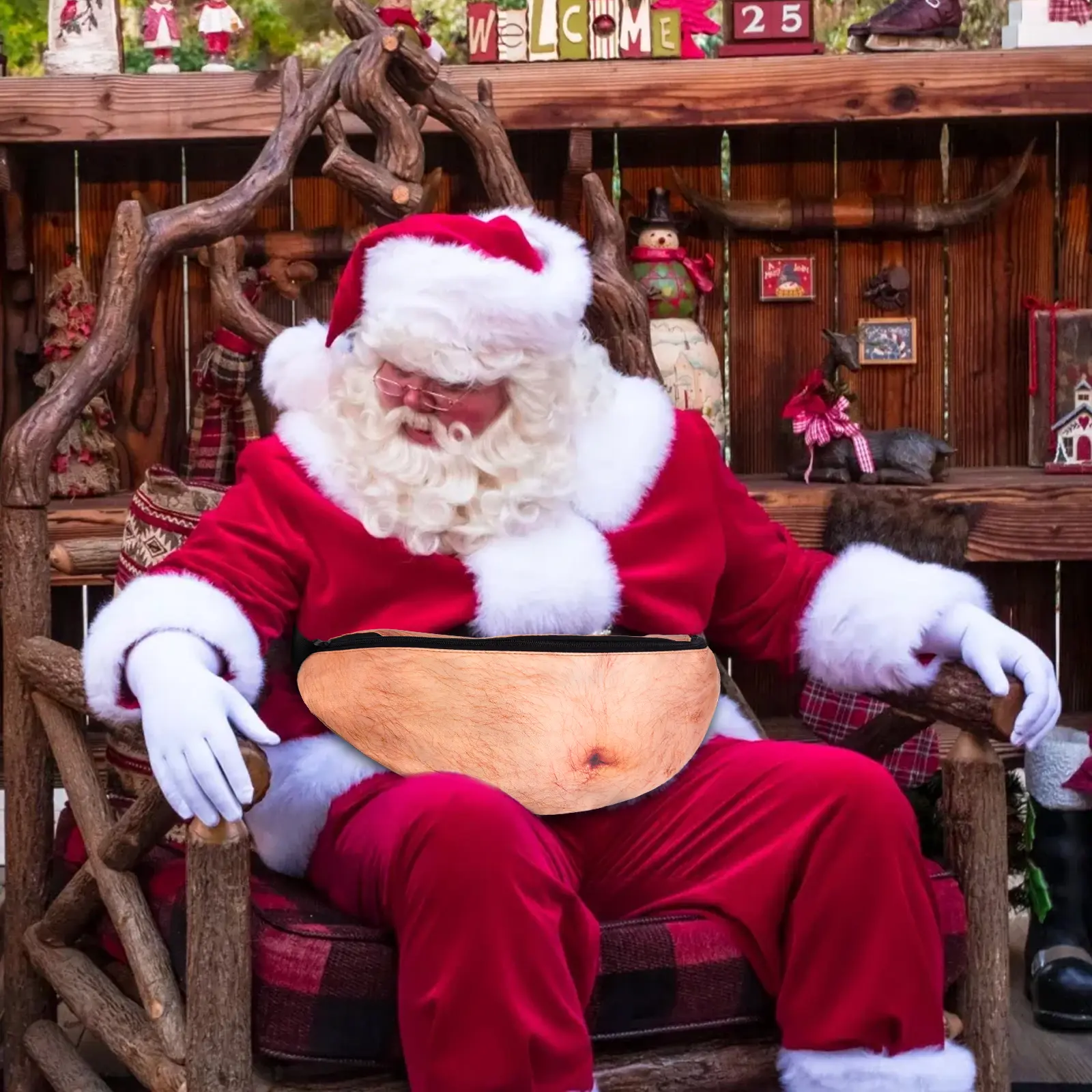 Novelty waist pack used as a festive costume accessory