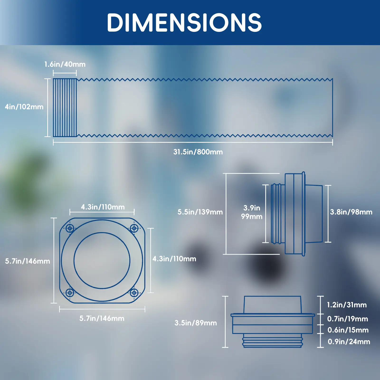 Dryer vent connector and hose dimensions