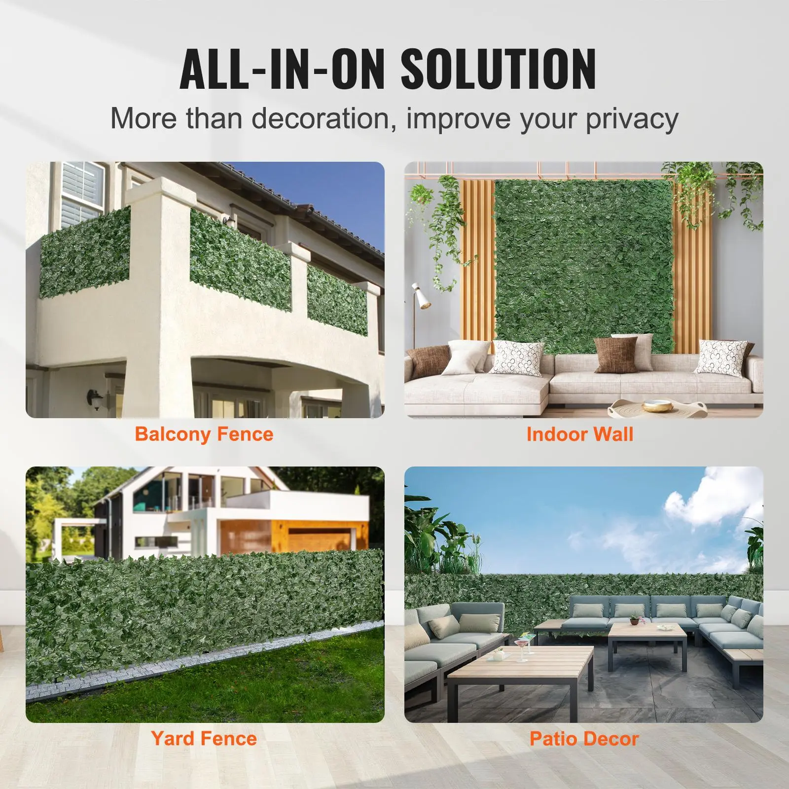 Ivy privacy fence used on balcony, indoor wall, yard and patio